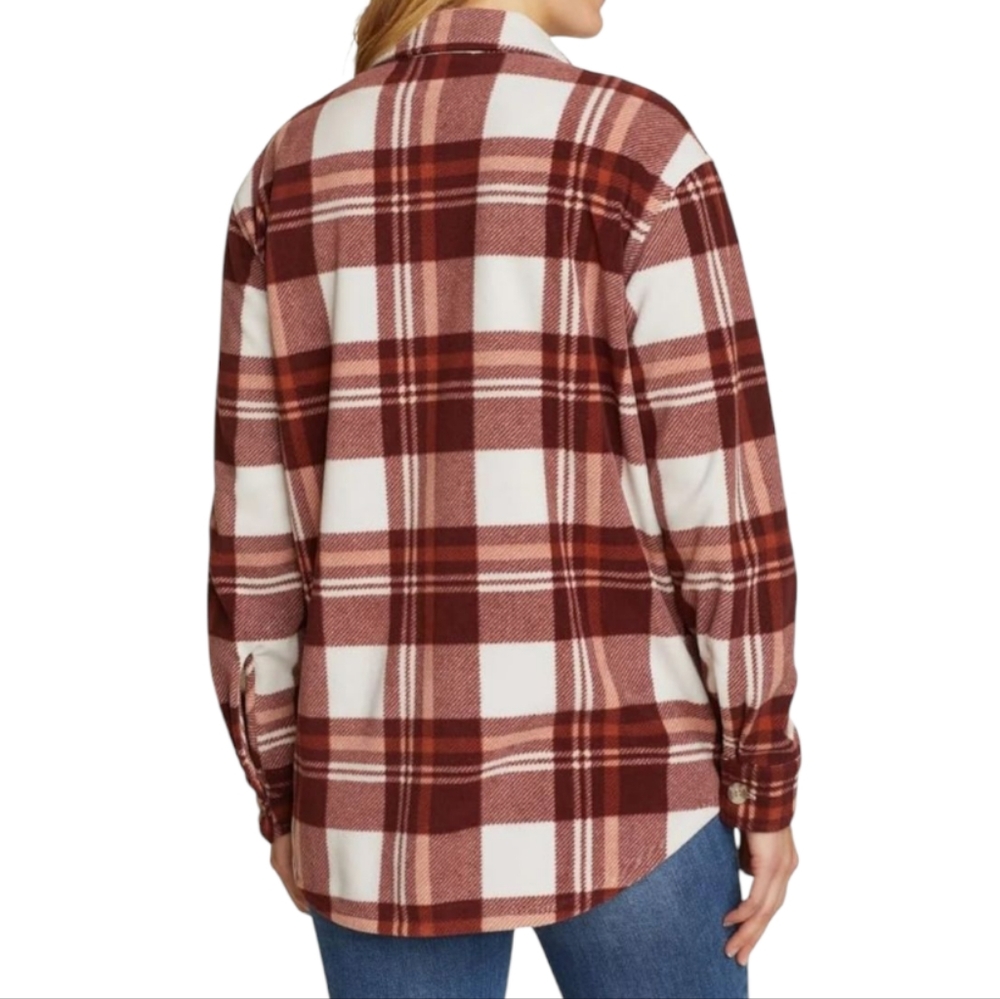 Eddie Bauer Ladies Soft Microfleece Plaid Button Down Shirt - Picture 3 of 7